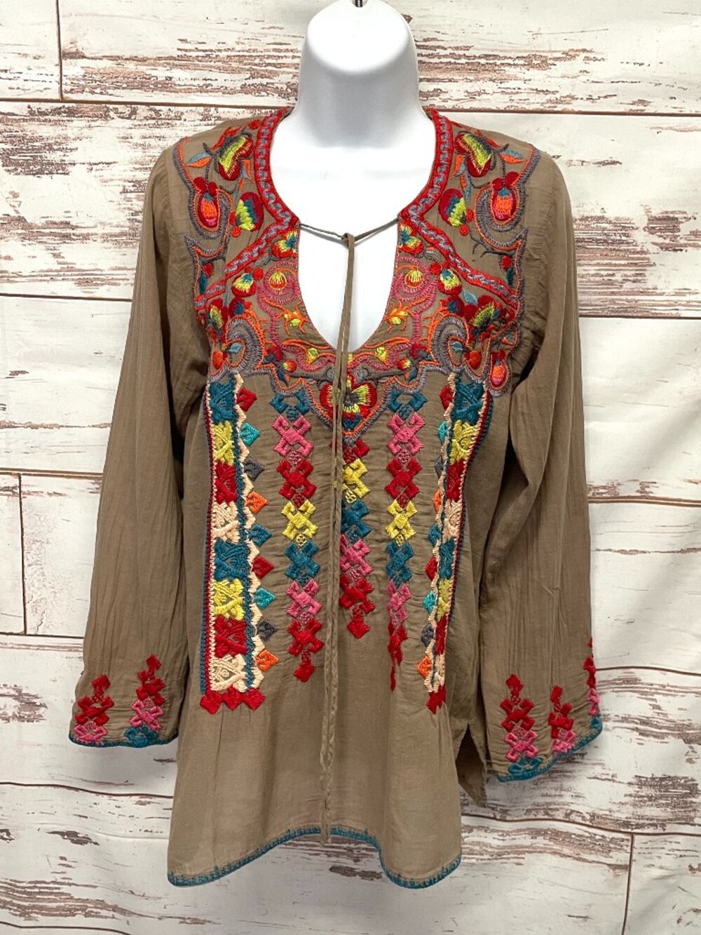 Biya Johnny Was Emboidered Cotton Tunic Blouse